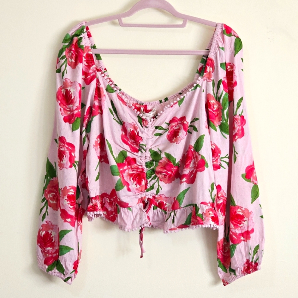 Band Of The Free Floral Pink Women's Cropped Top